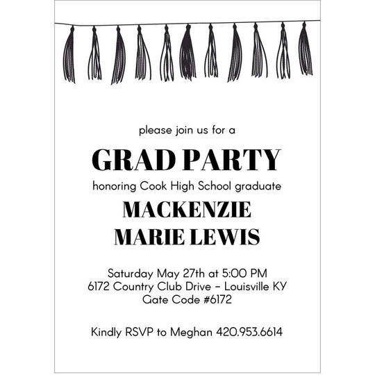 String of Tassels Graduation Invitations